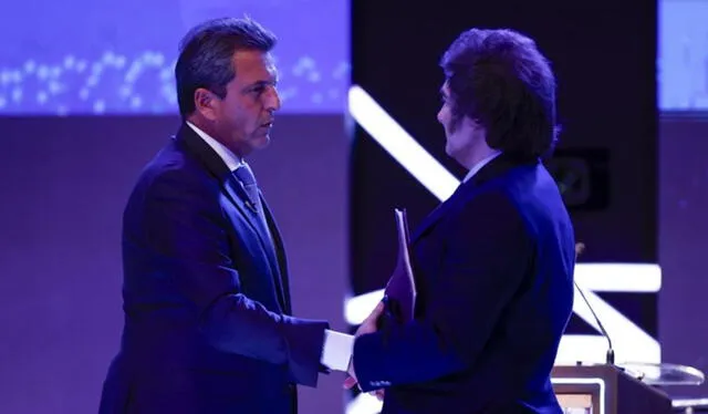 Sergio Massa y Javier Milei las dos opciones que tienen los argentinos para elegir su futuro presidente. Foto: Agencia EFE   
