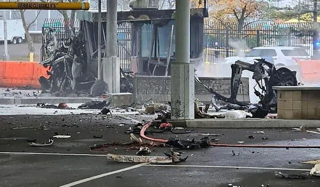 Así quedó el auto que explotó en el puente Rainbow. Foto: CNN   