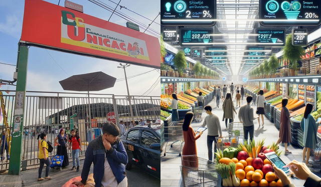 El Mercado Unicachi de Comas en 2050, según la predicción de la IA. Foto: composición LR/difusión/ChatGPT   