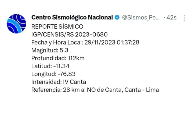 Temblor en Lima HOY 29 de noviembre de 2023: dónde fue el epicentro del último sismo en Perú hace unos minutos | MDGA | Sociedad | La República