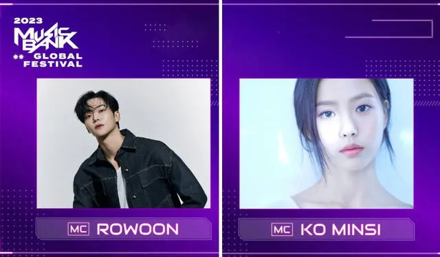 Rowoon y Go Minsi serán los presentadores en el Music Bank Global Festival 2023. Foto: composición LR/Instagram/KBS Music Bank   
