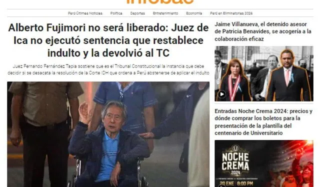Medio argentino se refirió a la sentencia de Alberto Fujimori. Foto: Infobae/captura 