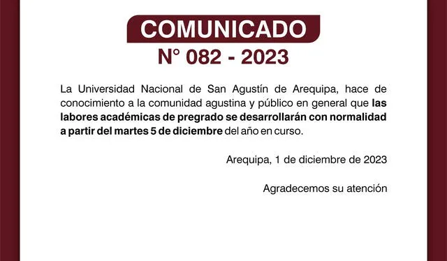  UNSA emitió comunicado. Foto: difusión   