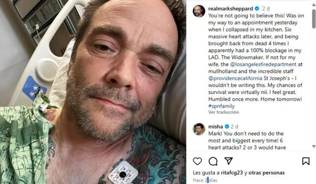 Actor de 'Supernatural' Mark Andreas Sheppard, publica su estado de salud tras sufrir seis ataques cardíacos. Foto: Instagram   