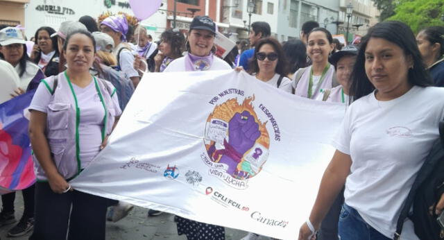 La Defensoría de la Mujer Alto Trujillo hace constantes marchas para sensibilizar a las autoridades. Foto: cortesía   