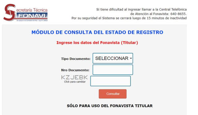 Plataforma web del Fonavi. Foto: Secretaría Técnica Fonavi   