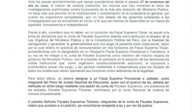 Delia Espinoza reclama ser incorporada al Ministerio Público   