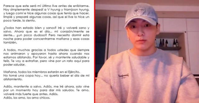 Traducción del último live de Jungkook, hecha en X por Dianalauradr24. Foto: composición LR/Weverse/Jungkook   