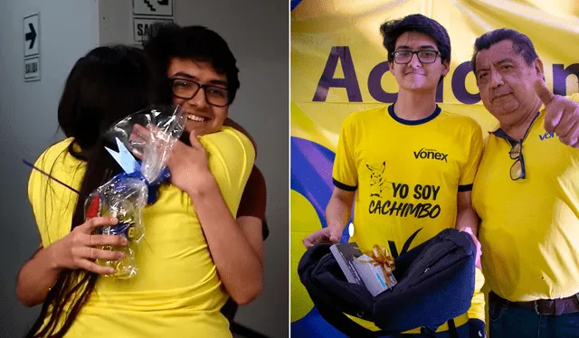  Joven celebró su logro en la fiesta de cachimbos de su academia. Foto: composición LR/Academia Vonex   