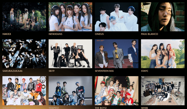 Algunos grupos k-pop del lineup de los Asia Artist Awards 2023. Foto: captura LR/Asia Artist Awards 2023   