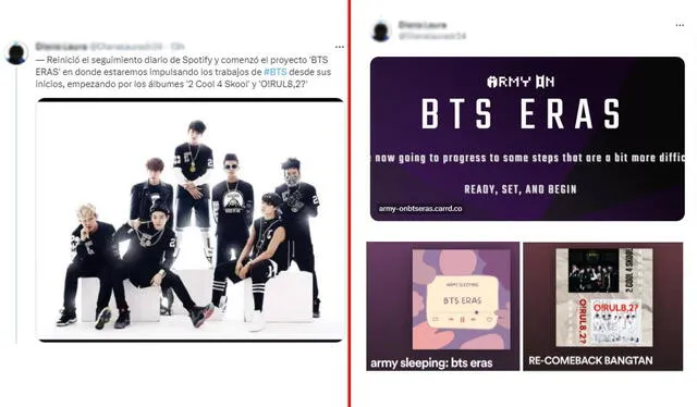 'BTS ERAS', el proyecto de ARMY para reposicionar las primeras canciones del grupo en las listas de música. Foto: composición LR   