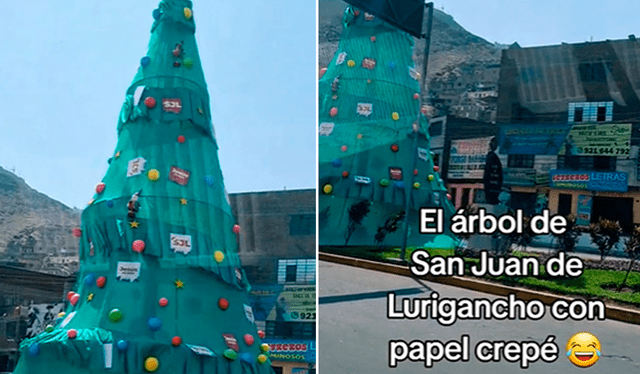  Los usuarios aclararon que el árbol estaba hecho de malla raschel. Foto: composición LR/TikTok   