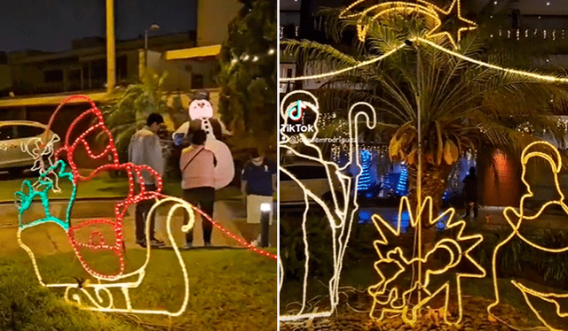  Vecinos de Surco tienen la tradición de decorar las calles desde hace 10 años. Foto: captura de TikTok   