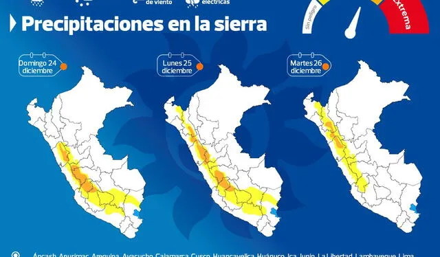  Último pronóstico de lluvias. Foto: Senamhi    