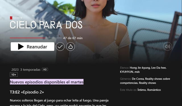 Todos los martes se suben nuevos capítulos de la temporada 3 de 'Cielo para dos' en Netflix. Foto: captura LR/Netflix   