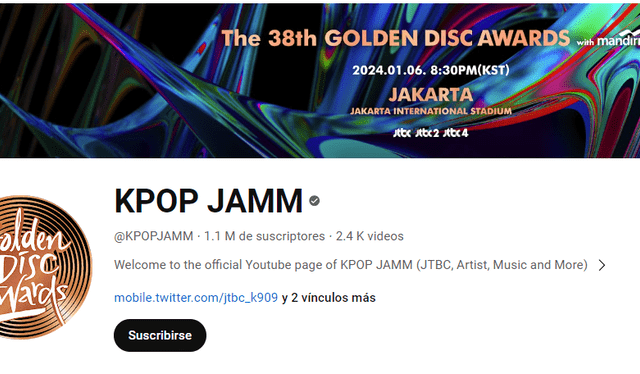 Canal de YouTube para ver los Golden Disc Awards 2024. Foto: captura LR/YouTube KPOP JAMM 