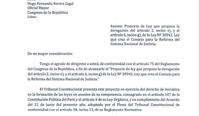 Proyecto de Ley presentado por el TC para retirarse del Consejo   