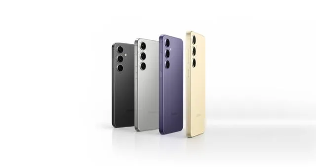  Los colores del Samsung S24 son negro ónix, gris mármol, violeta cobalto y amarillo ámbar. Foto: Samsung   