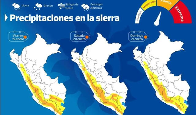 Lluvias en el Perú abarca 17 regiones incluida Lima. Foto: Senamhi   