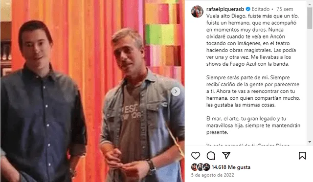 Rafael Piqueras se despidió de su tío en el 2022. Foto: captura de Instagram/Rafael Piqueras   