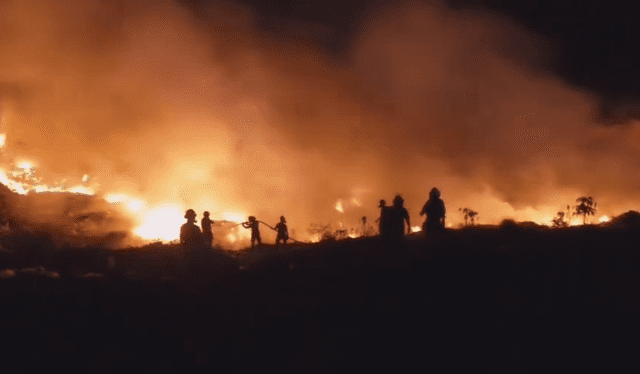 Bomberos siguen luchando contra el fuego que consume Cerro Patacón en Panamá. Foto: video BCBP   