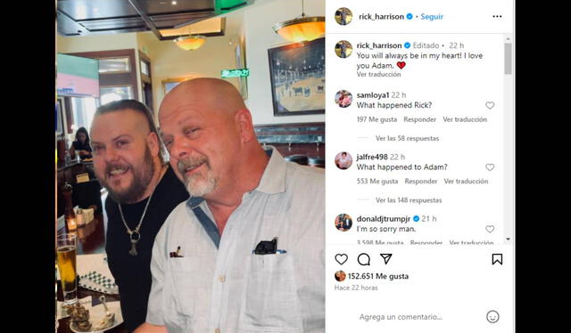 Rick también le dio el último adiós a su hijo a través de sus redes sociales. Foto: composición LR/Instagram Rick Harrison   