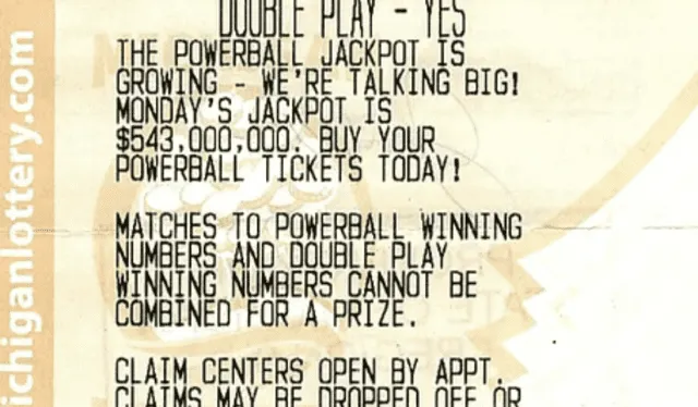 El boleto con el que James Allen ganó US$200.000 de la lotería Powerball. Foto: Lotería de Míchigan/New York Post   