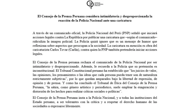 Mensaje emitido por Consejo de la Prensa Peruana   