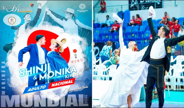  Monika y Shinji Kikuta participaron en el Concurso Nacional-Mundial de Marinera Norteña. Foto: composición LR/Monika Kikuta/Facebook   
