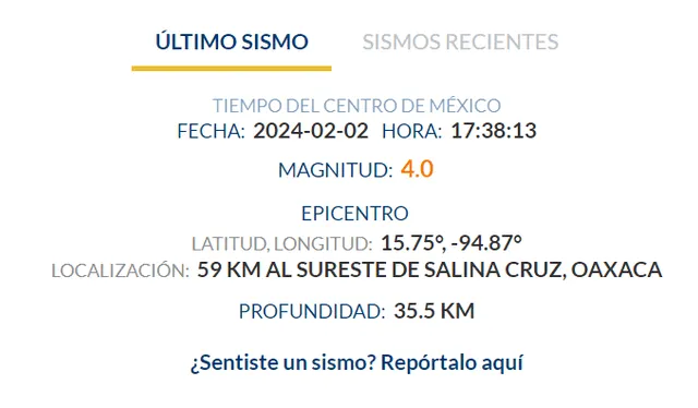 Último sismo de México HOY. Foto: SSN 