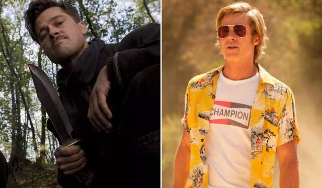  Brad Pitt interpretó a Aldo Raine en ‘Bastardos sin bloria’ y a Cliff Booth en ‘Érase una vez en Hollywood’. Foto: composición LR/Universal Pictures/Sony Pictures    