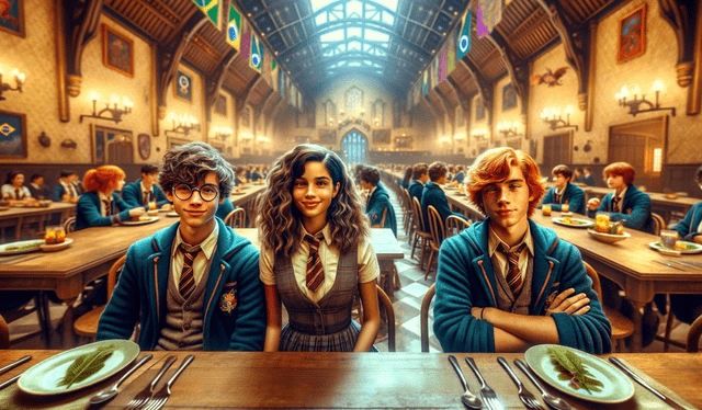 Los protagonistas de Harry Potter si fuesen de Brasil. Foto: Dall-E   
