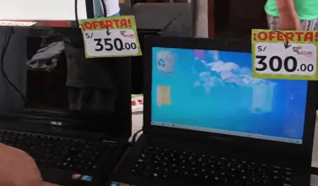 El almacén de remate vende laptops a S/300. Foto: captura de YouTube/Julito TV   