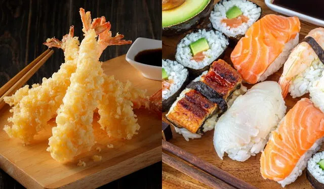 El tempura y el sushi son dos platillos famosos en Japón. Foto: composición LR/Sushilab/Bon Viveur   