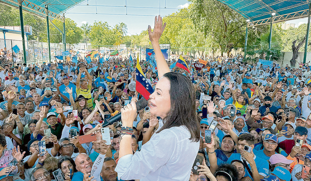  Campaña. Machado se impuso en octubre del 2023 en las primarias opositoras. Hoy no podría participar en las elecciones. Foto: difusión    