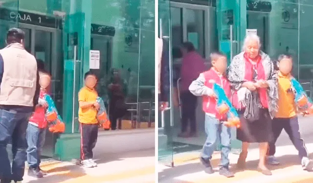  Usuarios aplaudieron la iniciativa de los niños de acompañar a su abuela a cobrar su dinero. Foto: composición LR/TikTok/@checoramos209   