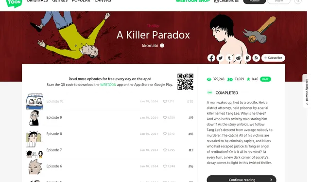 'La paradoja del asesino' en Webtoon. Foto: captura/Webtoon   