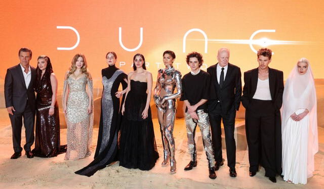  El elenco completo de ‘Dune 2’ fue parte de la premiere de la película. Foto: AFP  
