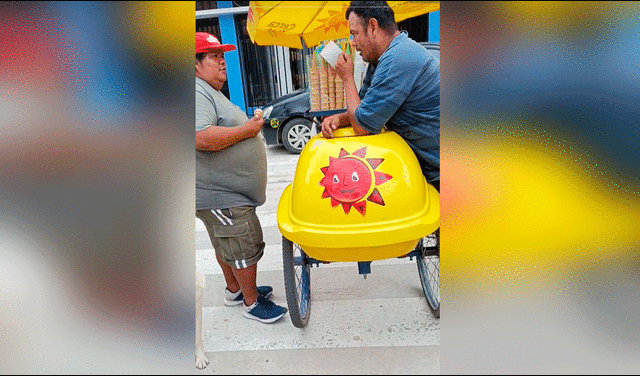  El heladero de Artika no lo pensó 2 veces para consumir los productos de su competencia. Foto: composición LR/TikTok/@landeoluis782   