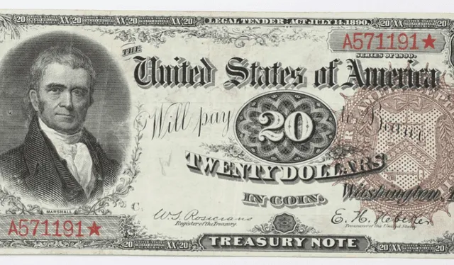 El billete de 20 dólares fue emitido en 1890 por el Departamento del Tesoro de EE. UU. Foto: Museo Nacional de Historia Americana   
