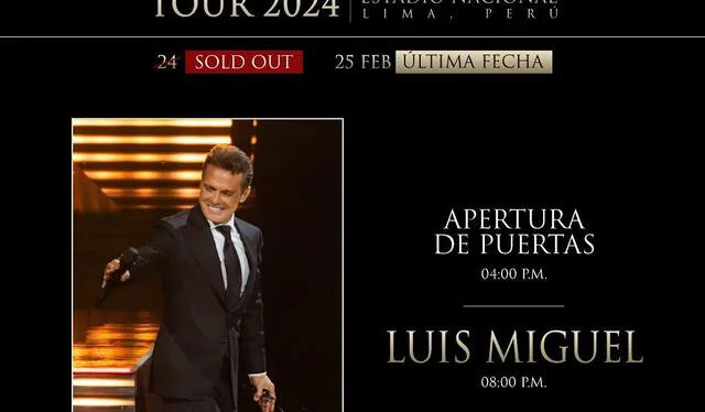   Luis Miguel has already arrived in Lima.  Photo: Teleticket   