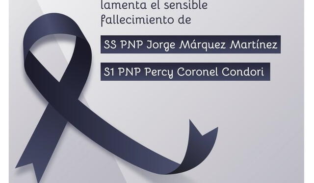  Ministerio del Interior hace llegar las condolencias a la familia de efectivos de la PNP. Foto: Mininter    