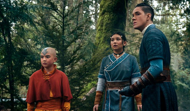 Gordon Cormier, Kiawentiio e Ian Ousley interpretan a Aang, Katara y Sokka en la adaptación. Foto: Netflix    
