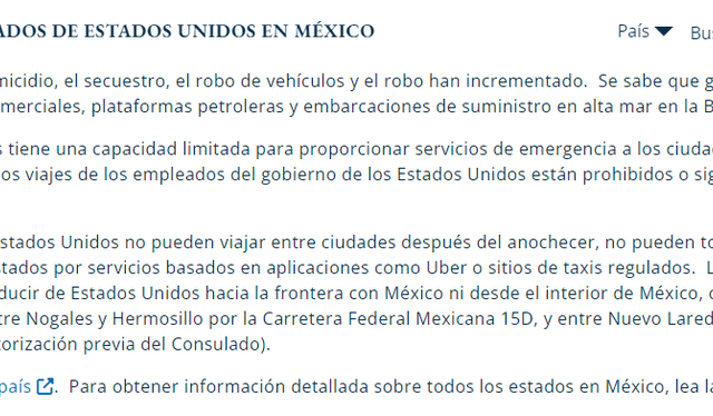  Sugerencias para viajeros que deseen ir a México y puedan evitar casos de delincuencia. Foto: Departamento de Estados Unidos en México 