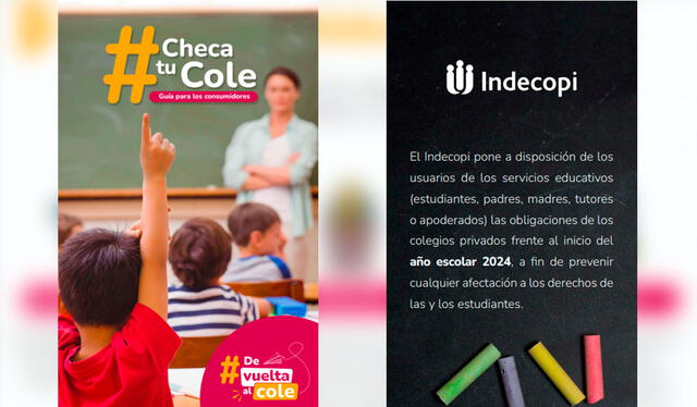 Indecopi ha puesto a disposición guía para los padres que tienen a sus hijos en colegio particulares. Foto: Indecopi   