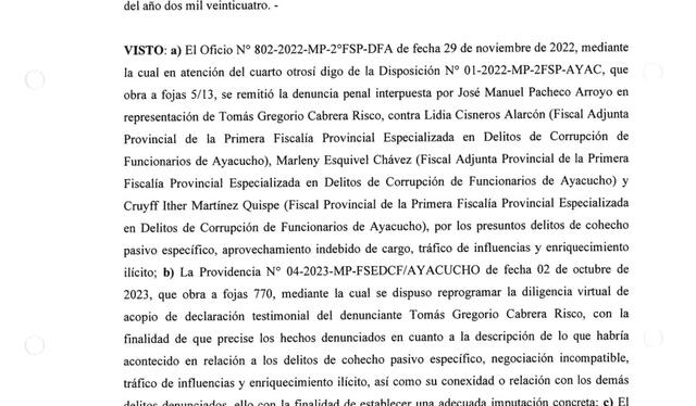 La fiscalía superior de Ayacucho se preocupó por la denuncia del detenido   