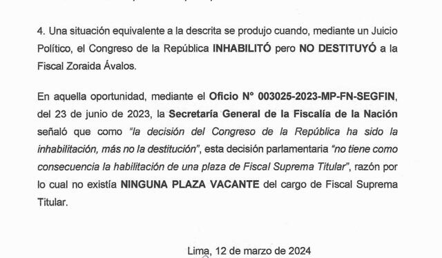 Carta de la doctora Inés Tello al presidente del Congreso   