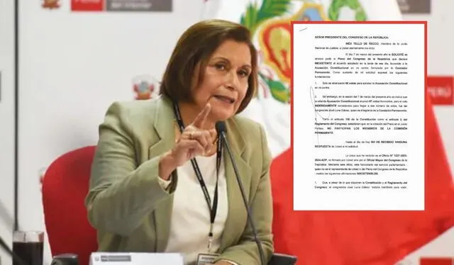  Mediante una carta, Inés Tello reiteró su pedido para que el Congreso desista de su inhabilitación. Composición: La República    