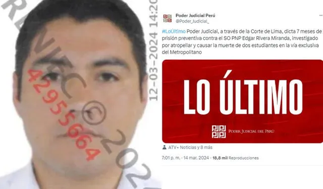 El Poder Judicial del Perú se pronunció sobre el crimen que cometió Edgar Rivera Miranda. Foto: composición LR/difusión/X   