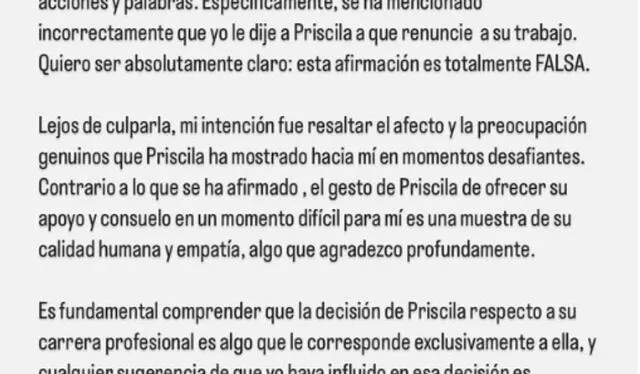  Julián Zucchi negó haberle pedido a Priscila Mateo que renuncie a su trabajo, tal y como afirmó Magaly Medina. Foto: Julián Zucchi/Instagram   